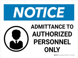 Notice: Admittance to Authorized Personnel Only Landscape - Wall Sign